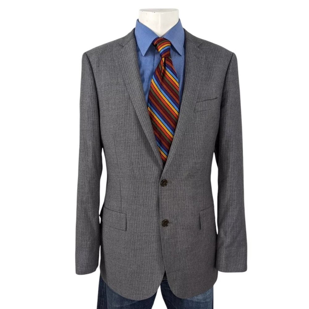 J Crew Ludlow Men's Blazer Sport Coat Sports Jacket Size 40 L Gray Stripe